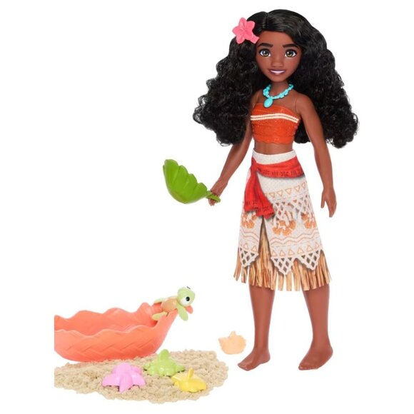 Disney Princess Ocean Friends Moana Doll with Moldable Sand, Animal Friend & 8 A - Picture 1 of 6